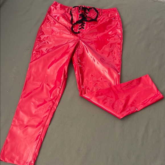 PrettyLittleThing Pants - PRETTY little THING  metalic red color Hi-RISE  Size 14” Womens pants